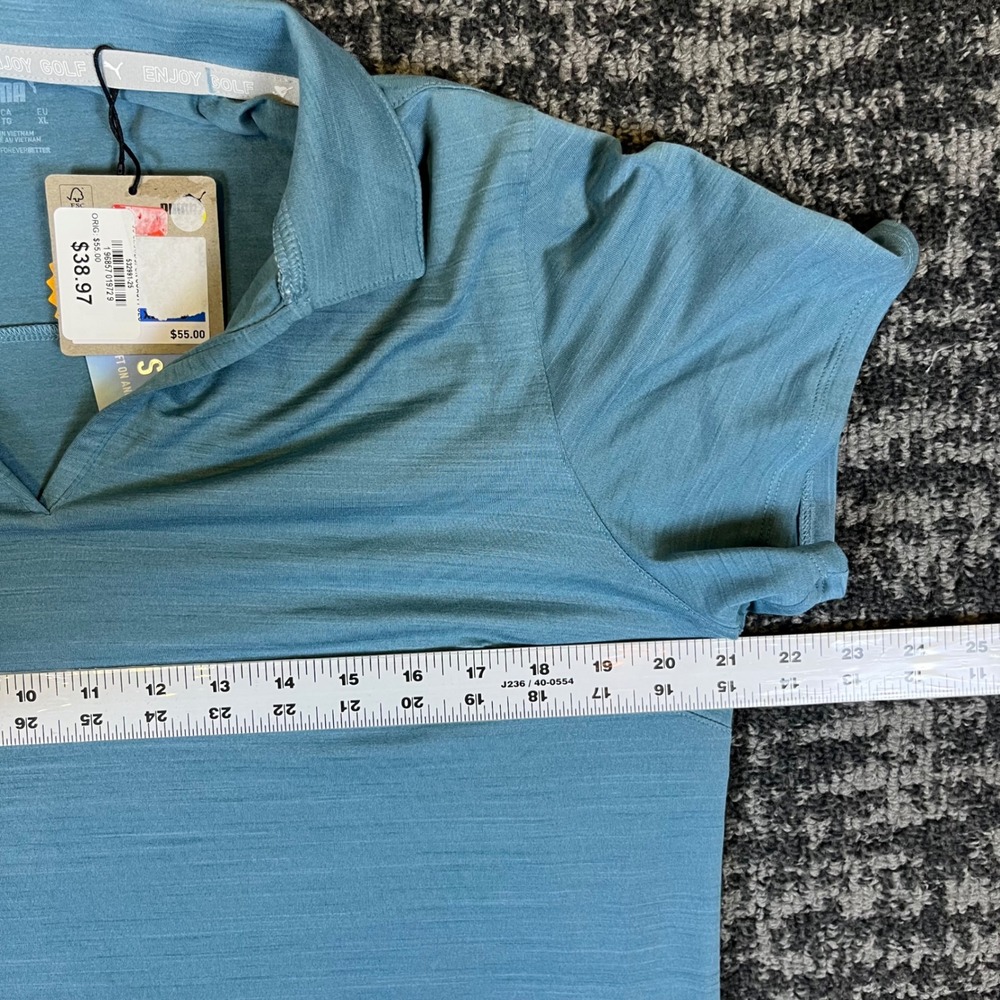 Puma Polo Shirt Womens XL Blue Cloudspun Golf V-Neck UPF 40 532991-25 - Picture 4 of 10